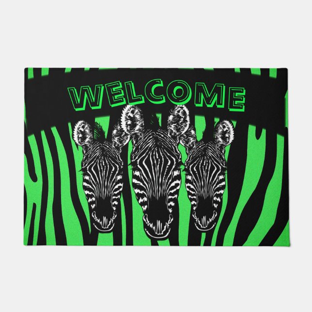 Trendy Limon Zebra Herd auf Zebra Print Fußmatte (Vorderseite)
