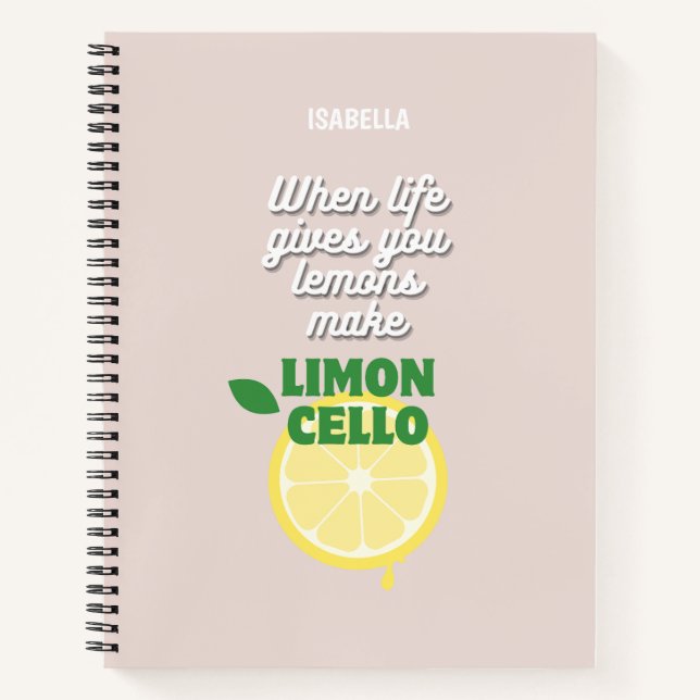 Trendy Limoncello Zitat Notizbuch (Vorderseite)