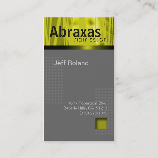 Trendy Limone gelbe graue Geschäfts-Karte "Abraxas Terminkarte (Vorderseite)