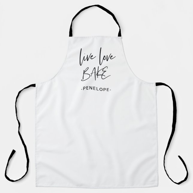 Trendy Live Liebe Bake Handschrift mit Namen Schürze (Vorderseite)