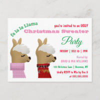 Trendy Llama Christmas Sweater Party Einladung