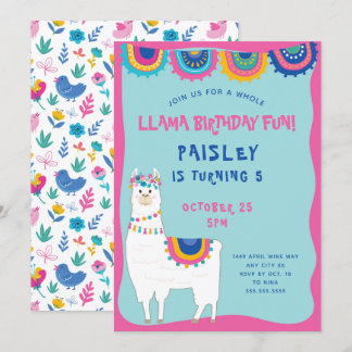 Trendy Llama Geburtstagsparty Einladung