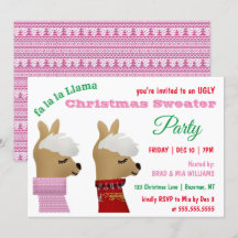 Trendy Llama Pink Weihnachts Sweater Party