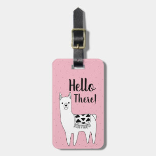 Trendy Llama Sketch & Black Dots Hallo da! Gepäckanhänger