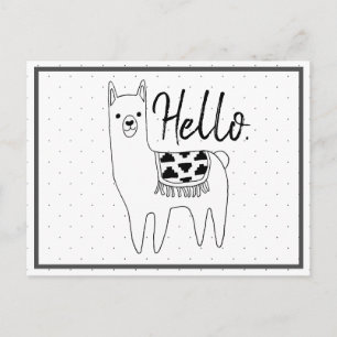 Trendy Llama Sketch & Black Dots Hallo Postkarte