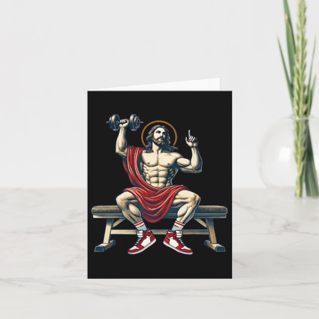 Trendy Lord Jesus Bodybuilding Workout Jesus Lifti Karte (Vorderseite)