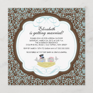 Trendy Love Birds Bridal Dusche Einladung Brown Br