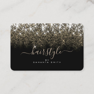 Trendy Luminous Gold Glitzer Stars Hair Stylist Visitenkarte