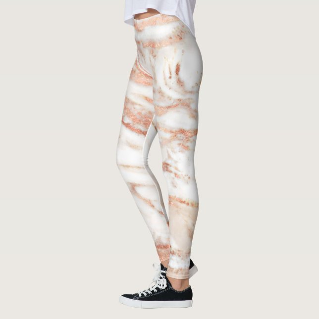 Trendy Lux Kupfer Rose Gold Foil Marmor Leggings (Links)