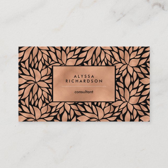 Trendy Luxe Imitate Rose Gold Floral Muster Visitenkarte (Vorderseite)