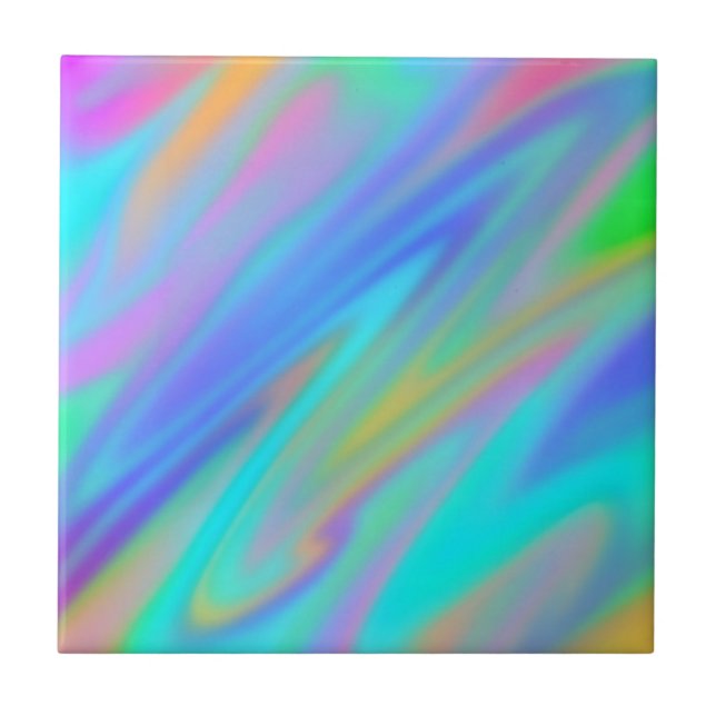 Trendy luxuriöse grün blaue lila Imitate holografi Fliese (Vorderseite)