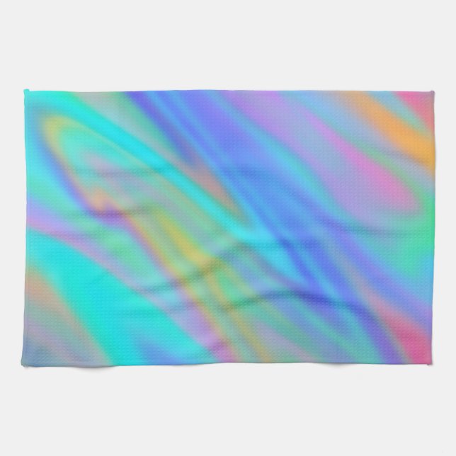 Trendy luxuriöse grün blaue lila Imitate holografi Geschirrtuch (Horizontal)