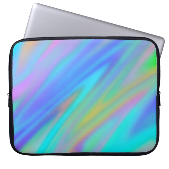 Trendy luxuriöse grün blaue lila Imitate holografi Laptopschutzhülle (Vorderseite)