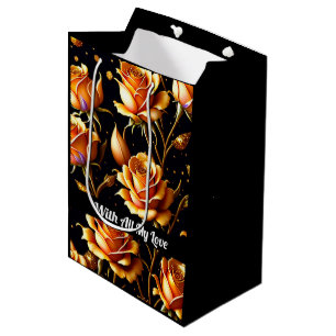 Trendy Luxury Big Gold Rose Collection Mittlere Geschenktüte