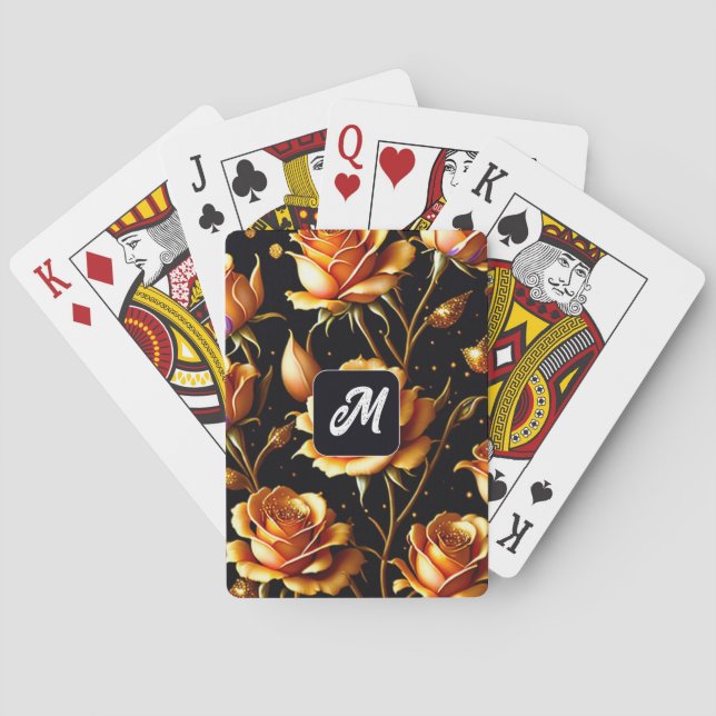 Trendy Luxury Big Gold Rose Collection Spielkarten (Rückseite)