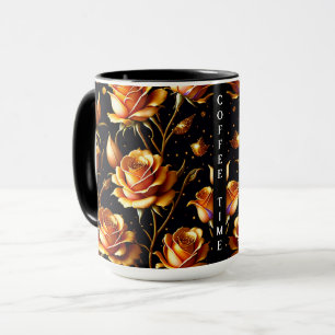 Trendy Luxury Big Gold Rose Collection Tasse