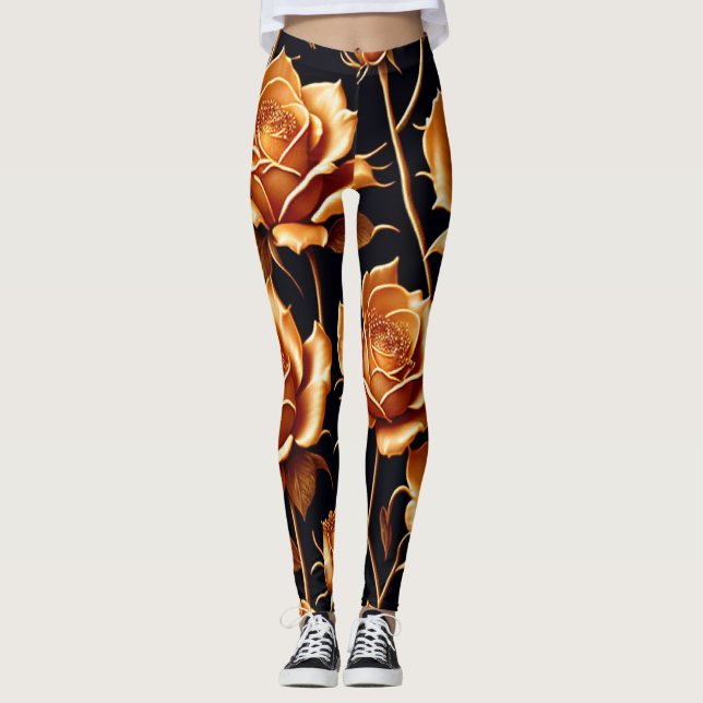 Trendy Luxury Boho Gold Rose Collection Leggings (Vorderseite)
