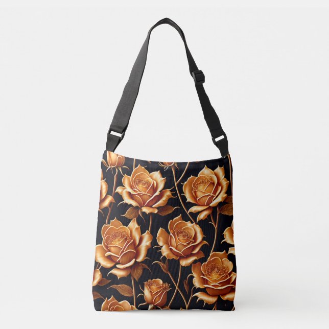 Trendy Luxury Boho Gold Rose Collection Tragetaschen Mit Langen Trägern (Vorderseite)