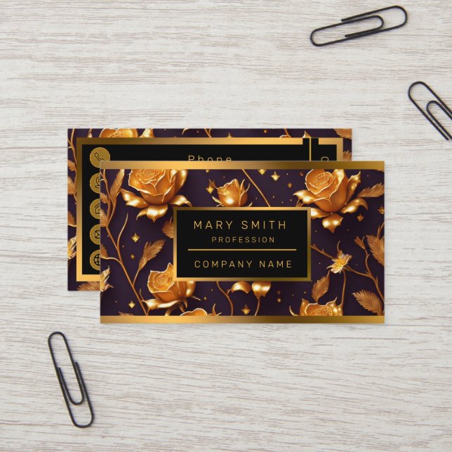 Trendy Luxury Gold Boho Rose Collection Visitenkarte (Vorderseite/Rückseite Beispiel)
