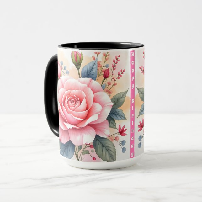 Trendy Luxury Pink Roses Beautiful Collection Tasse (Vorderseite Links)