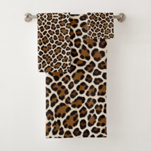 Trendy Luxus Weißer Leopard Badhandtuch Set