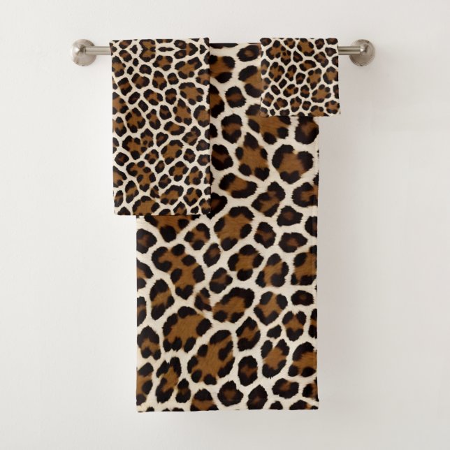 Trendy Luxus Weißer Leopard Badhandtuch Set (Insitu)