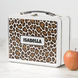 Trendy Luxus Weißer Leopard Metall Brotdose
