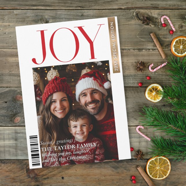 Trendy Magazine Cover Family Foto Weihnachtsfreude Einladung (Von Creator hochgeladen)