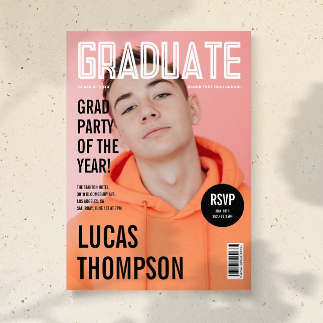 Trendy Magazine Cover Foto Graduation Party Einladung (Von Creator hochgeladen)