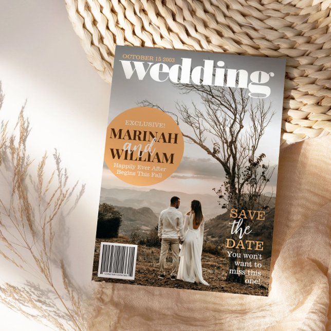 Trendy Magazine Cover Save the Date Foto Einladung (Von Creator hochgeladen)