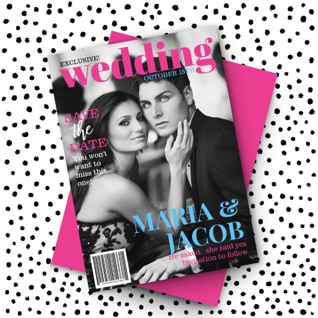 Trendy Magazine Cover Save the Date Foto Einladung (Von Creator hochgeladen)