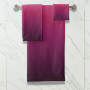 trendy magenta maroon lila burgundy ombre badhandtuch set