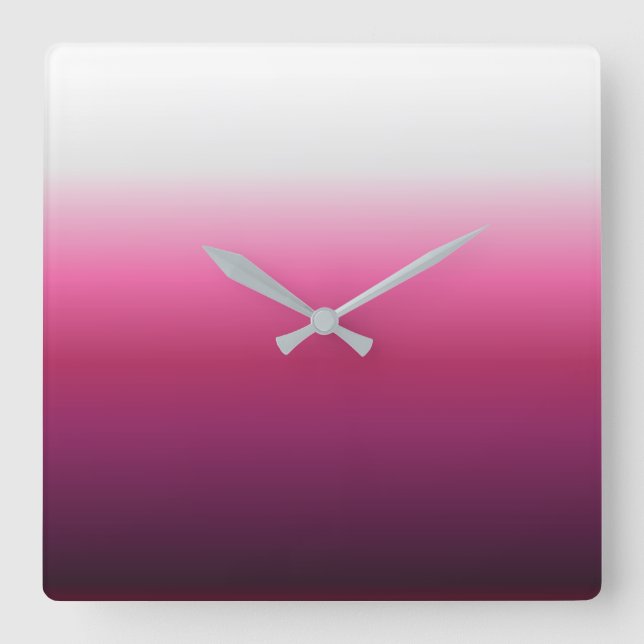 trendy magenta maroon marsala burgundy ombre quadratische wanduhr (Vorderseite)