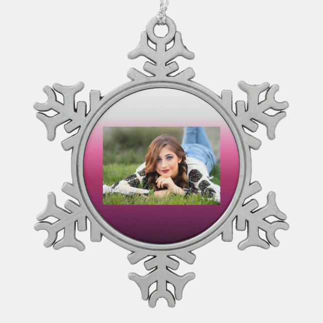 trendy magenta maroon marsala burgundy ombre schneeflocken Zinn-Ornament (Vorderseite)