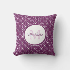 Trendy Magenta Mit Monogramm Name Lila Herzpunkte Kissen