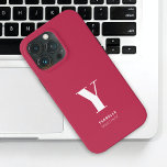 Trendy Magenta Monogram Name Case-Mate iPhone Hülle<br><div class="desc">Trendy Magenta Monogram Name iPhone 13 Pro Fall</div>