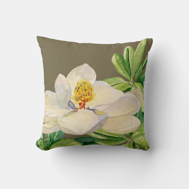 Trendy Magnolia Blumenstrauß dekorative Kissen (Vorderseite)