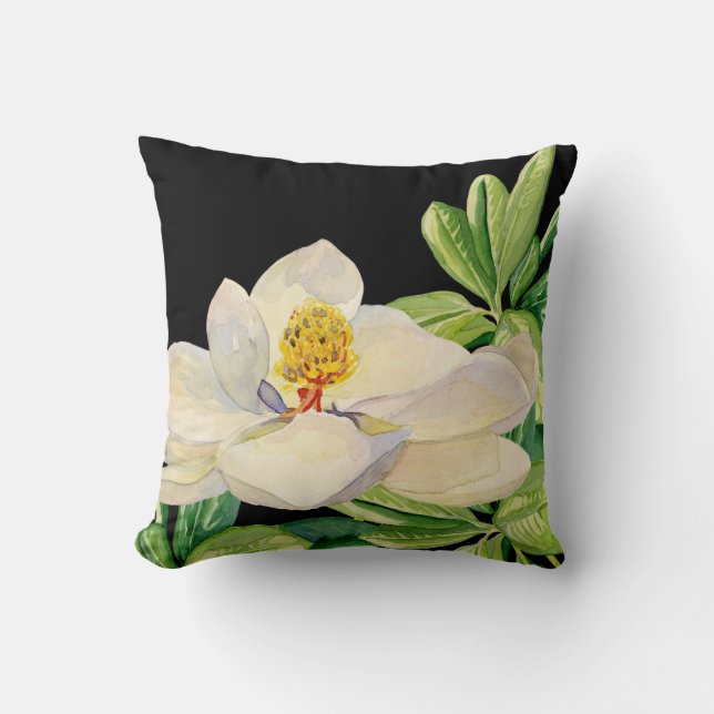 Trendy Magnolia Blumenstrauß dekorative Kissen (Vorderseite)