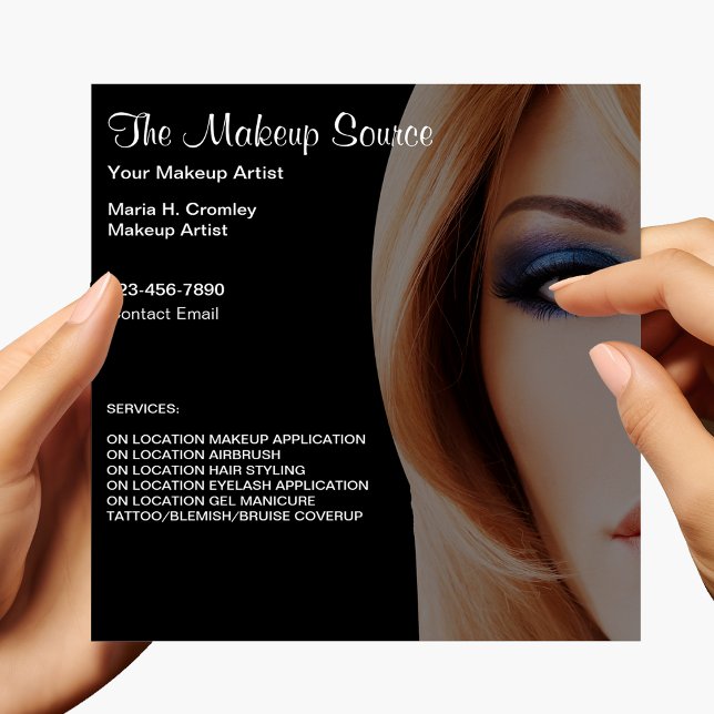 Trendy Makeup Artist Business Cards Quadratische Visitenkarte (Von Creator hochgeladen)