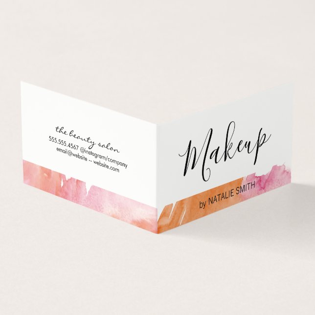 Trendy Makeup Artist Watercolor Visitenkarten (Vorderseite)