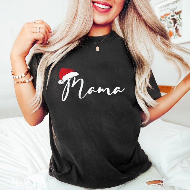 Trendy Mama Christmas Weihnachtsmannmütze Black T-Shirt (Trendy Mama Christmas Santa Hat Black T-Shirt)
