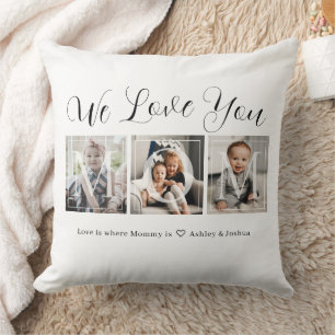 Trendy Mama Family Foto Collage Lumbar Pillow Kissen
