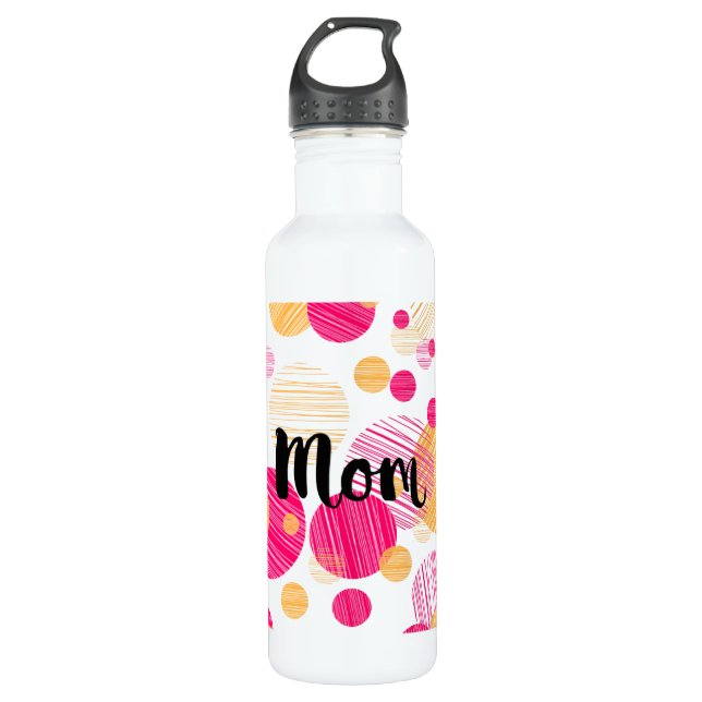 Trendy Mama Polka-Dot-Muster Edelstahlflasche (Vorderseite)