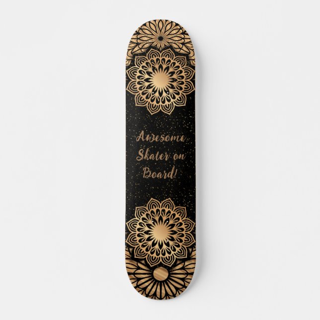 Trendy Mandala Pattern & Quote Skateboard (Vorne)