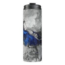 Trendy Marble Stone Blue Black Grey Design Thermosbecher