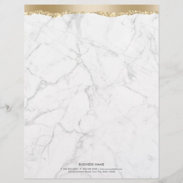 Trendy Marble Stylish Gold Edge Letterhead Briefbogen (Vorderseite)