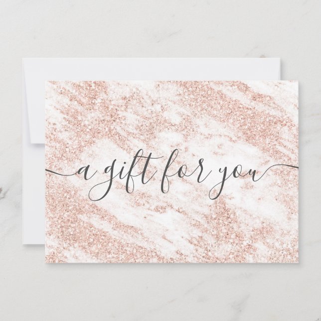 Trendy Marmor Rose Gold Glitzer Geschenkgutschein (Vorderseite)