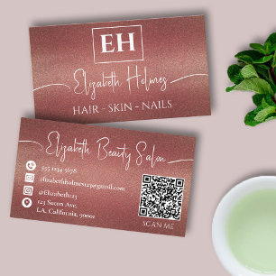 Trendy Maroon Red Glitzer Makeup Artist QR Visitenkarte