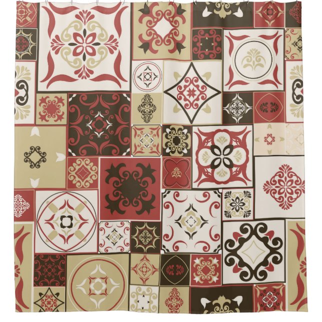 Trendy Marsala marokkanisches Muster Duschvorhang (Vorderseite)