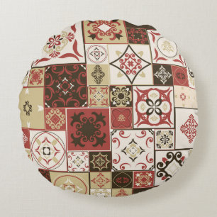 Trendy Marsala marokkanisches Muster Rundes Kissen